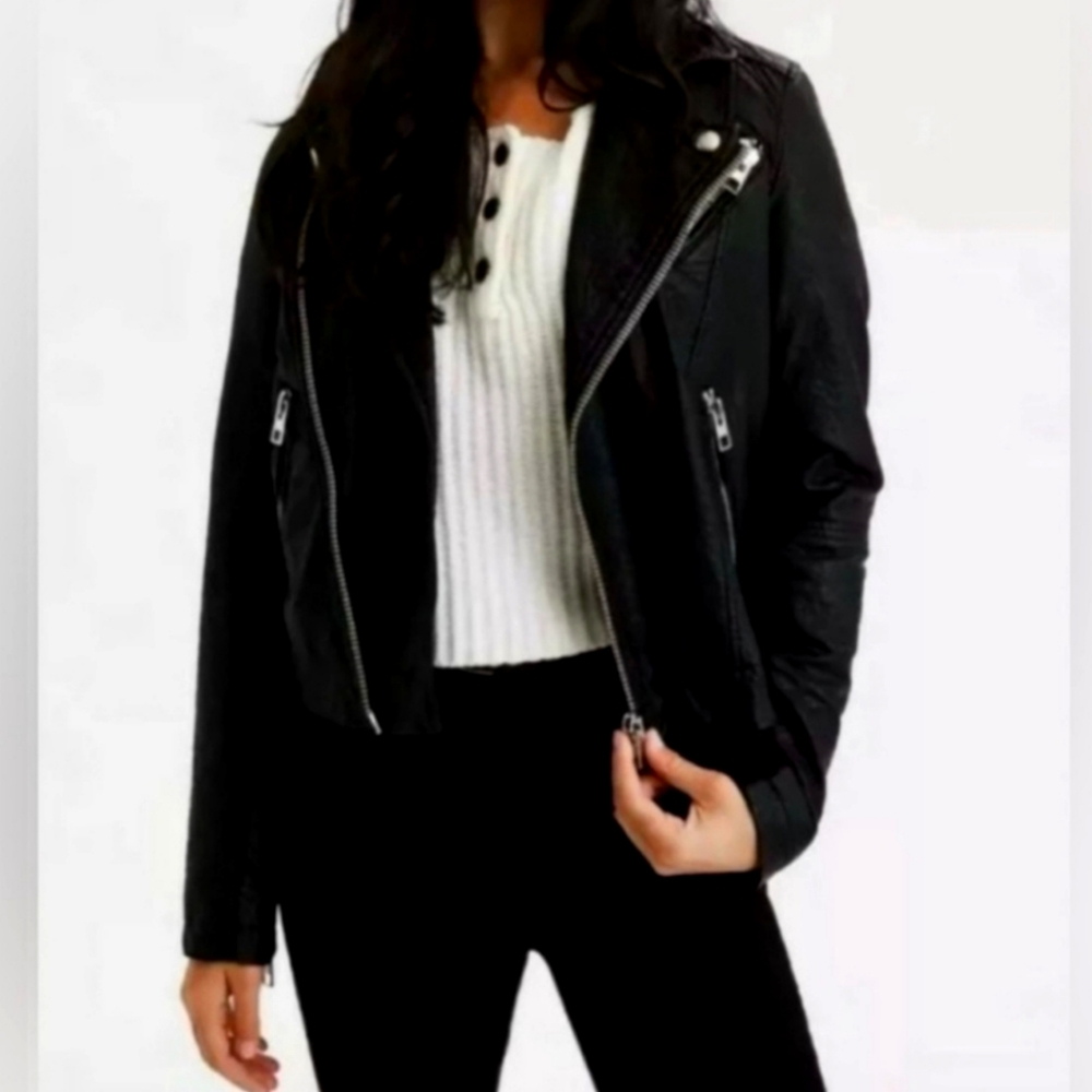 American Eagle Black Moto Faux Suede Jacket Coat - Medium - NWOT